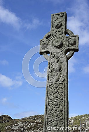 Isle of Iona Ancient Celtic Cross Stock Photo